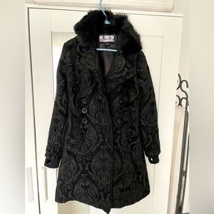 Poizen industries gothic faux fur lace-up coat size S